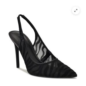 Nine West Black Mesh Slingback Heels